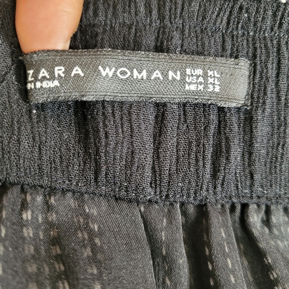 Zara Black Boho Chic Lagenlook Elastic Patchwork Embroidered Maxi Skirt Size XL - Picture 6 of 7